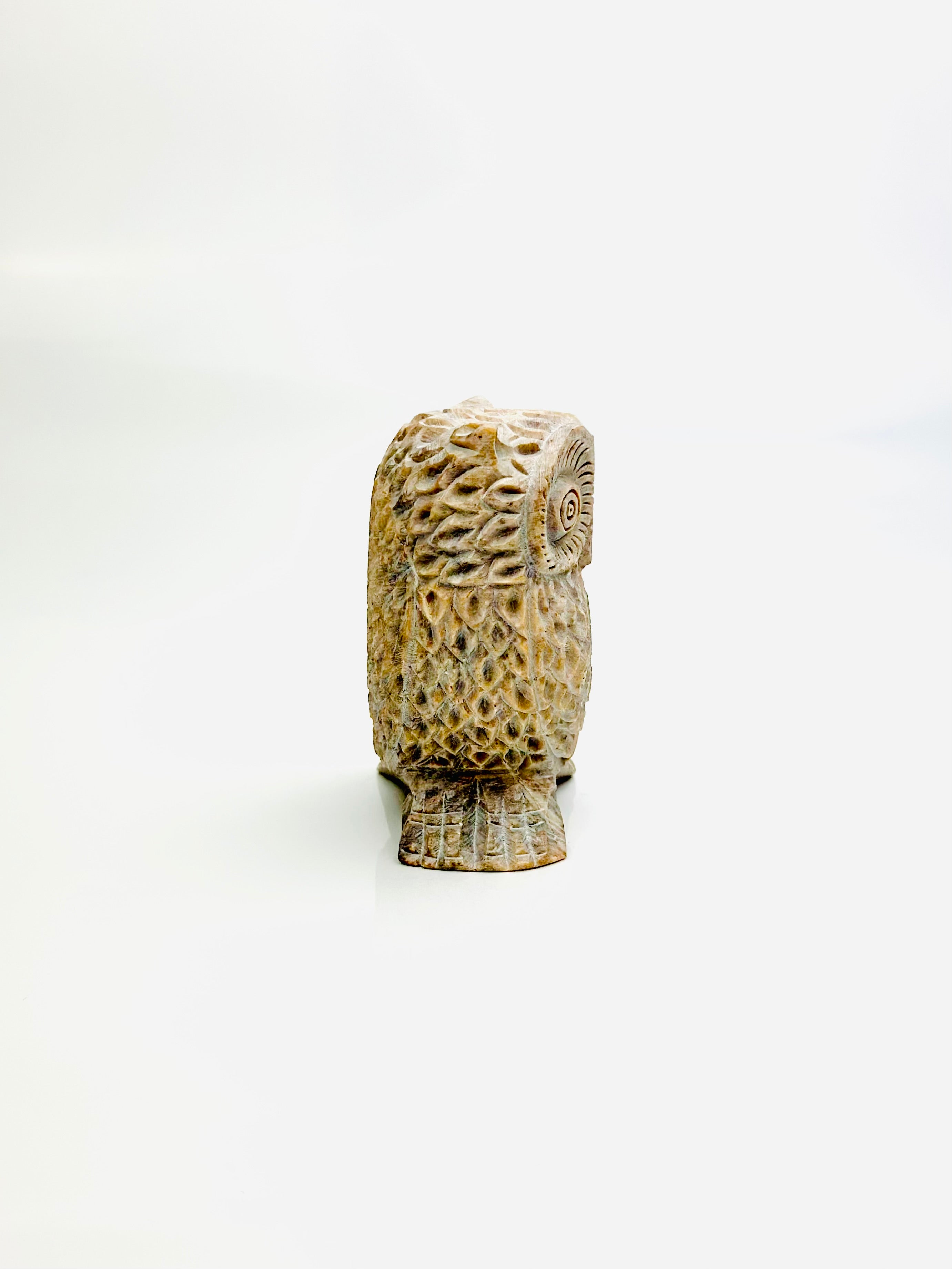 Regalia Owl Hand-Carved Soapstone Figurine- 3"H x 2.5" L x 1.5"B - Tejo