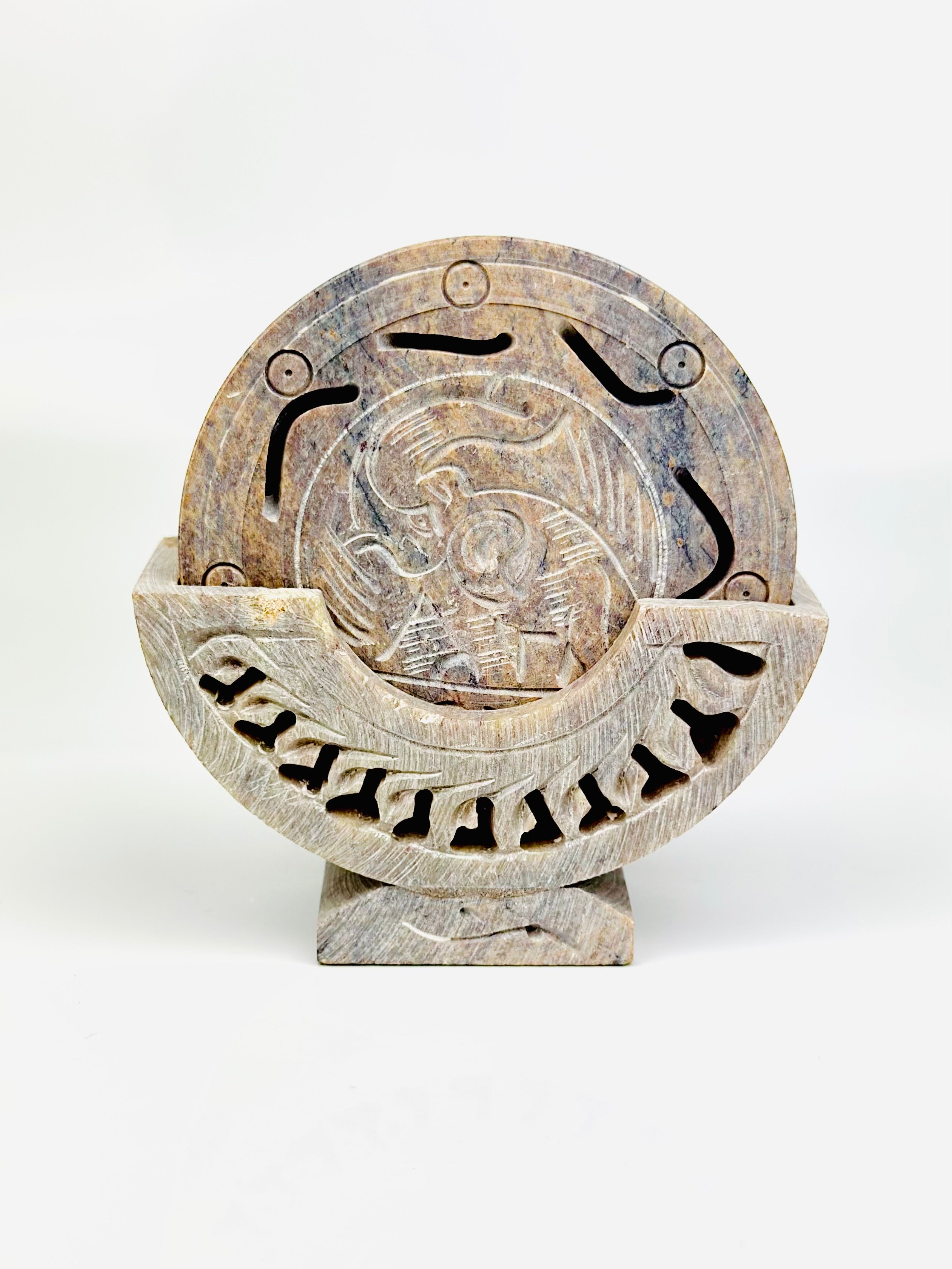 Jungle Pride Hand Carved Soapstone Coasters –4"L x 1.7"B x 4"H - Tejo