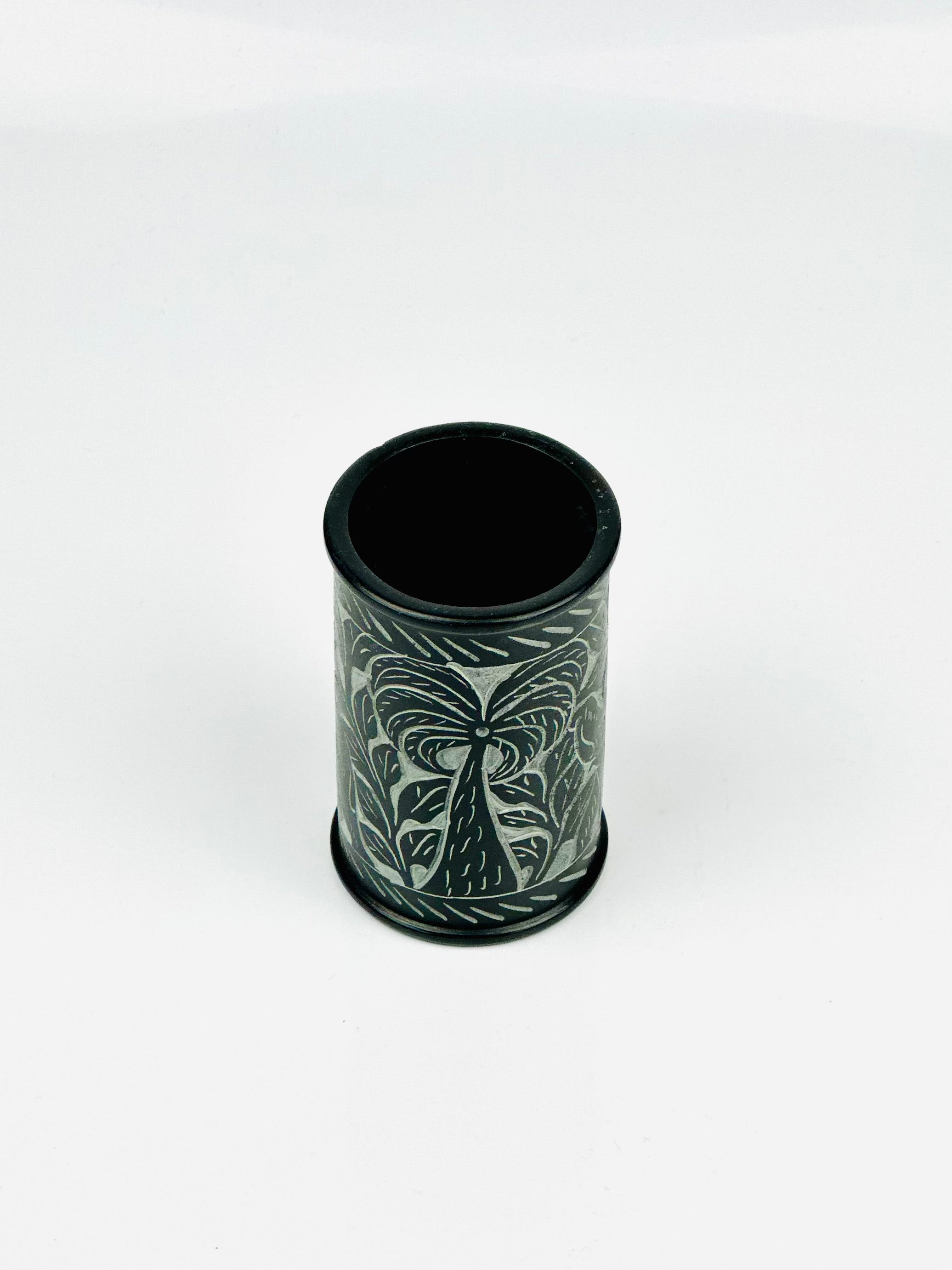 Midnight Safari Hand-Carved Soapstone Holder – 3.8"H x 2.3"BD x 2.2"TD - Tejo