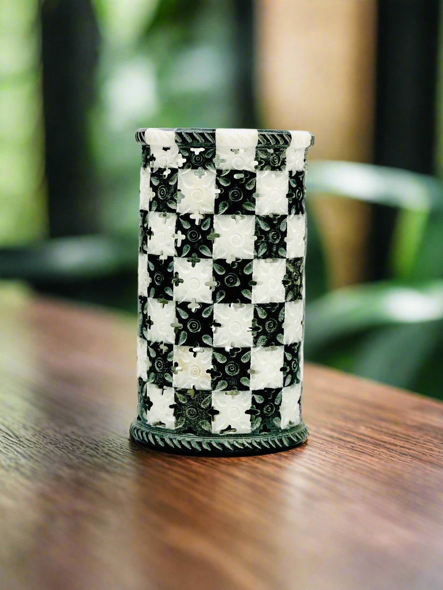 Eclipse Checker Handcrafted Holder – 6"H x 3.5"D - Tejo