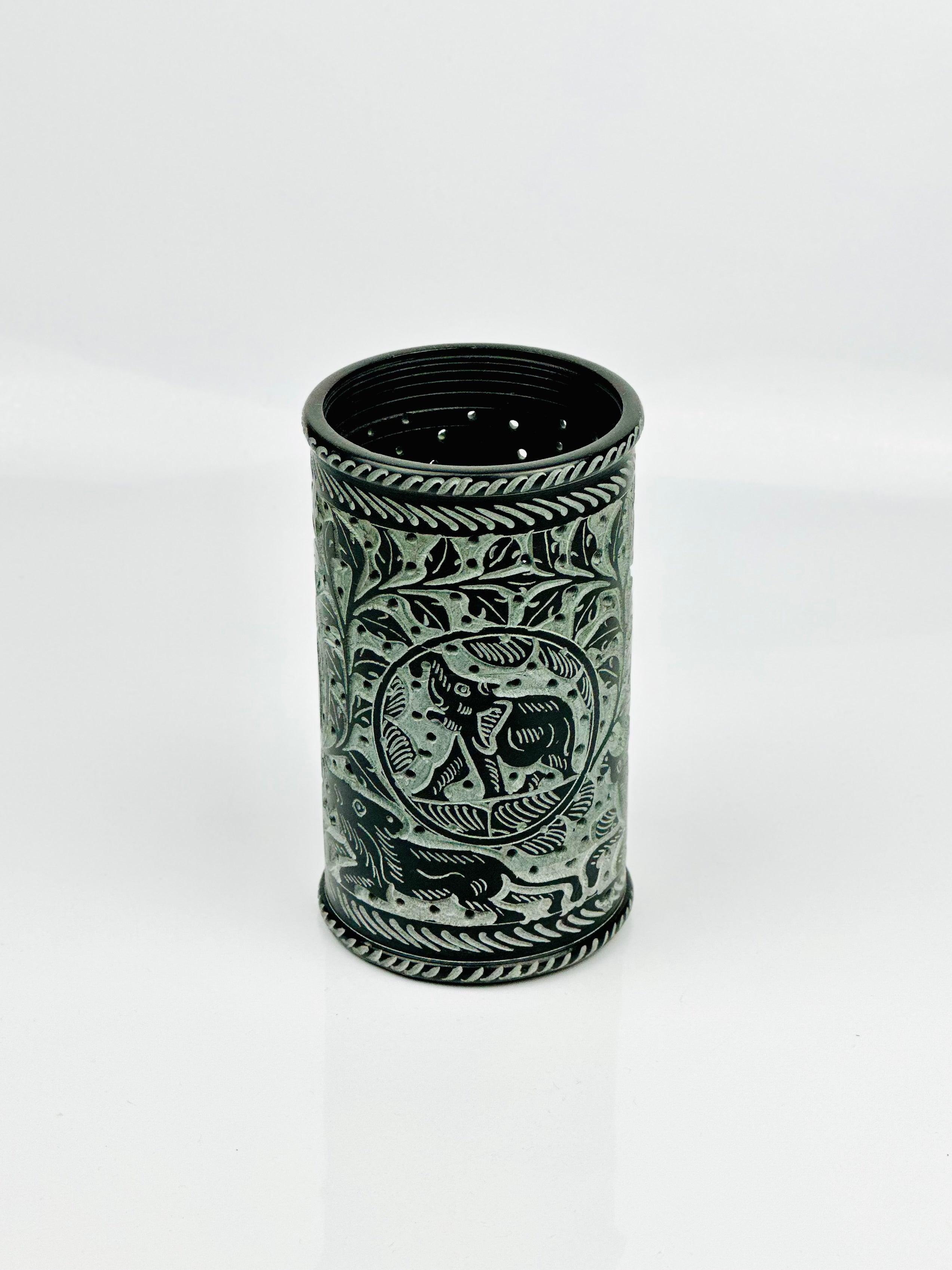 Midnight Rainforest Hand Carved Soapstone Holder – 6"H x 3.5"TD - Tejo