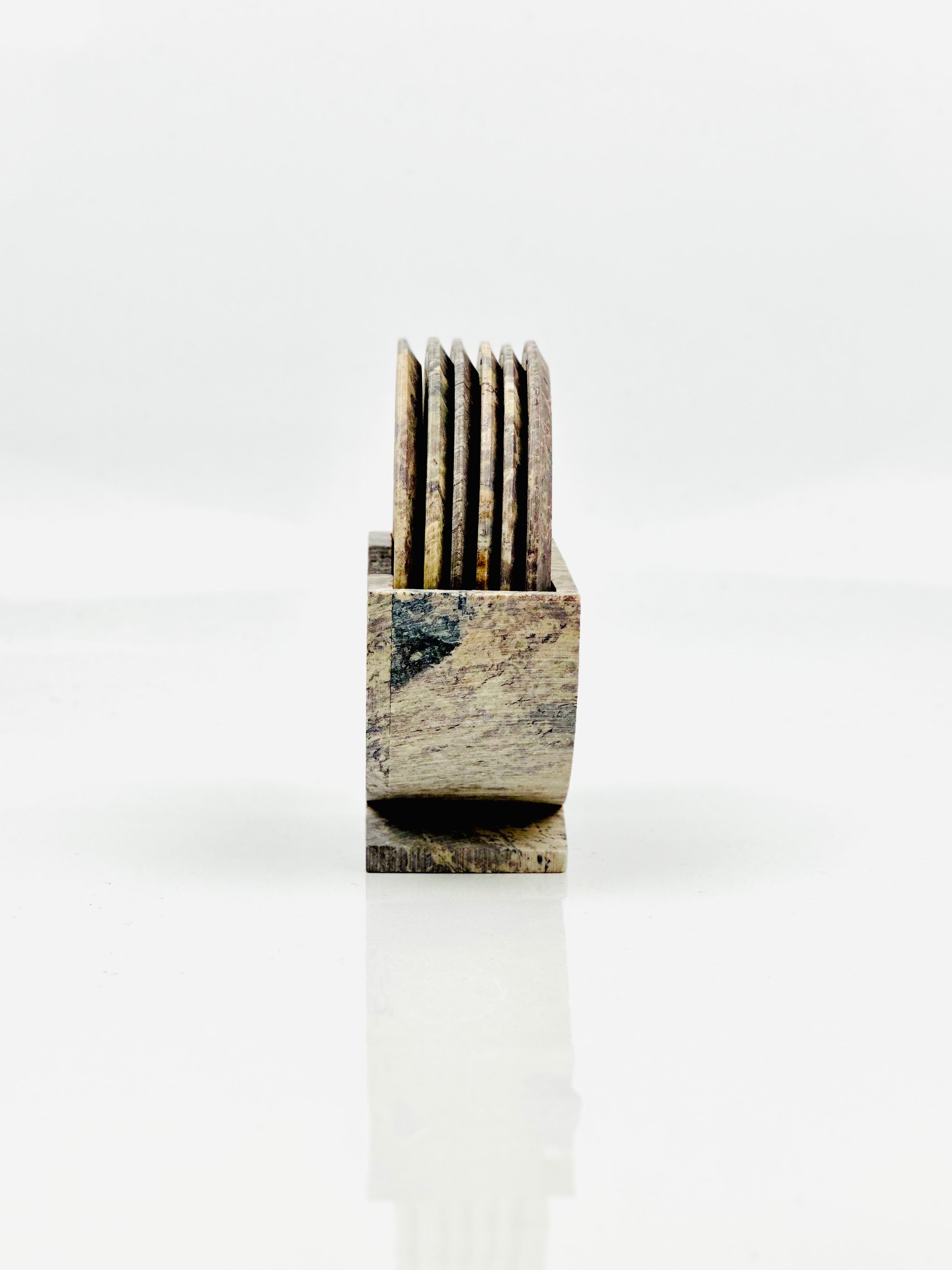 Jungle Flora Hand Carved Soapstone Coasters 4"L x 1.7"B x 4"H - Tejo