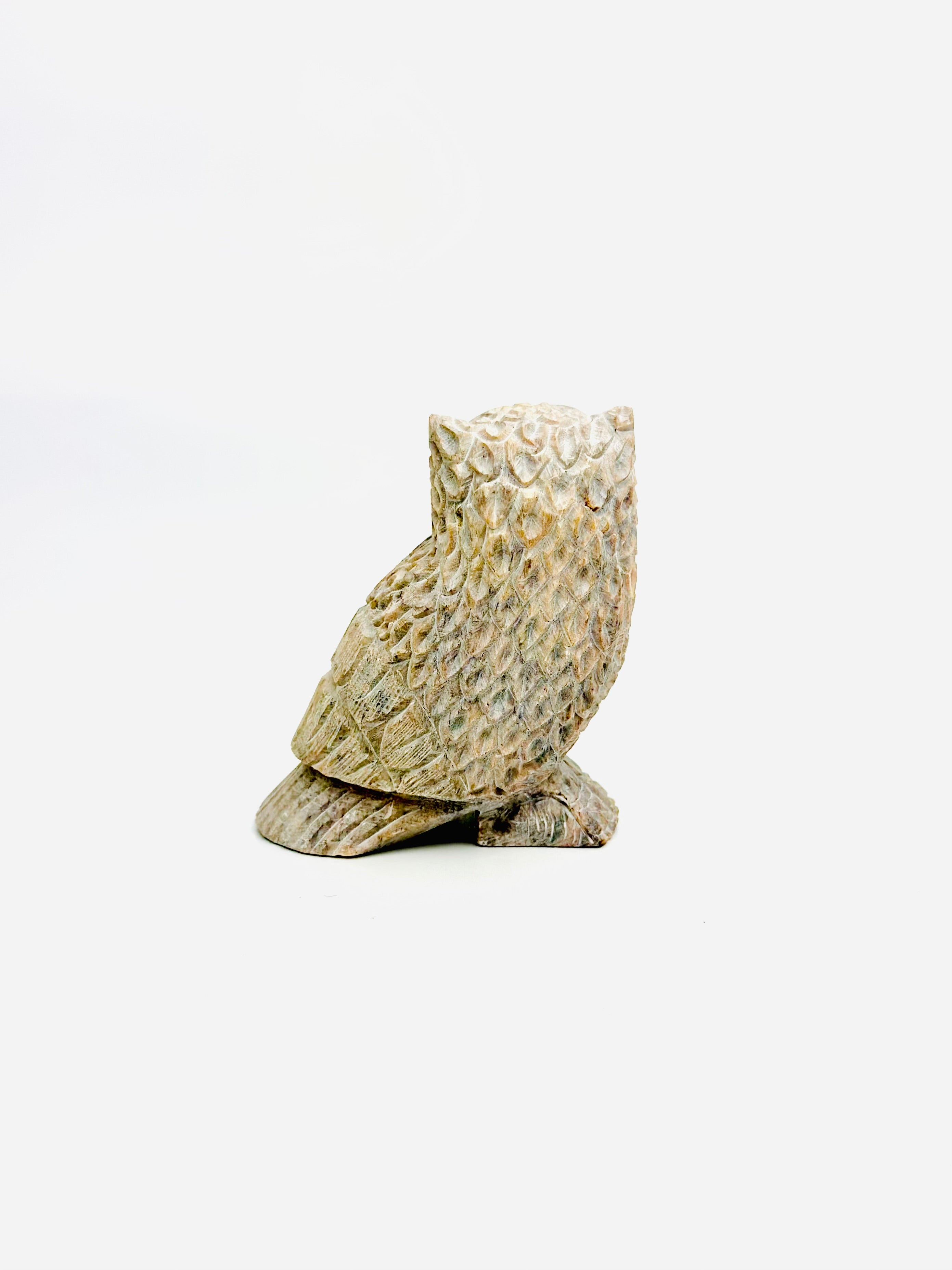 Regalia Owl Hand-Carved Soapstone Figurine- 3"H x 2.5" L x 1.5"B - Tejo