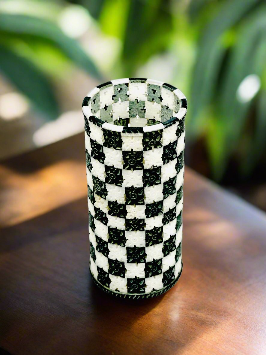 Eclipse Checker Handcrafted Holder – 8"H x 3.8"D - Tejo