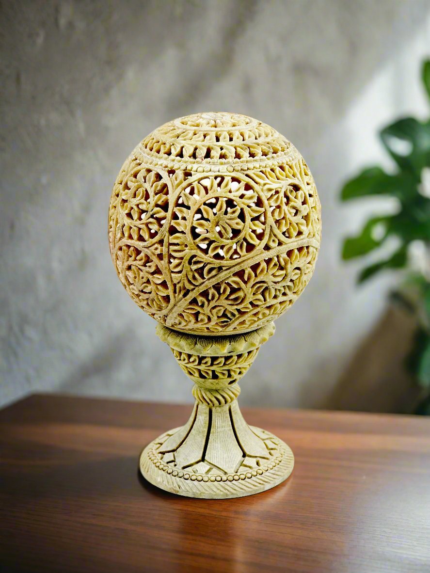 Ornate Sphere Lantern – 3.8"BD x 2"CD x 5.5"B x 9.5"H - Tejo