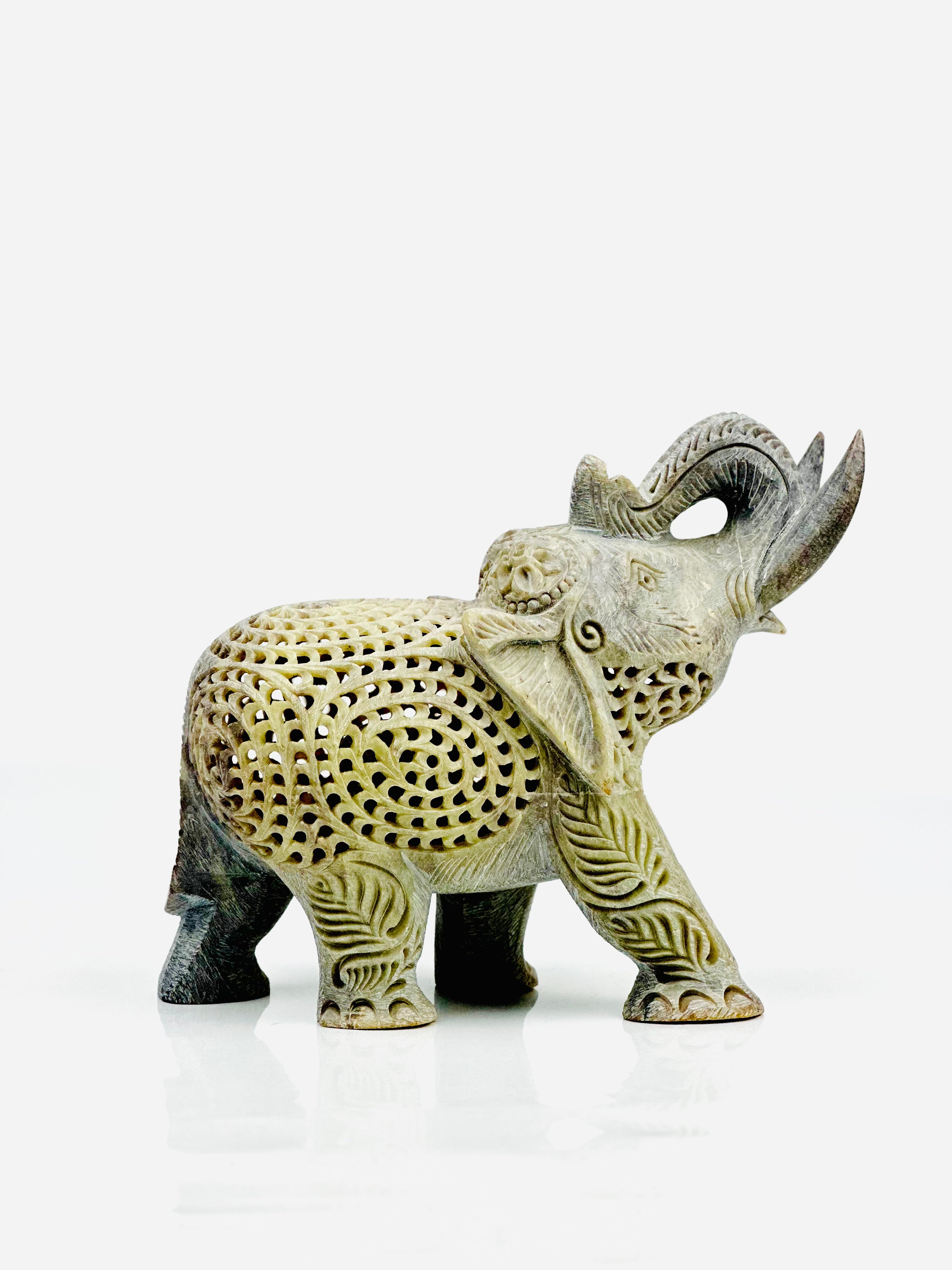 Hand-Carved Soapstone Imperial Tusker Sculpture - 7"L x 3"B x 6"H - Tejo