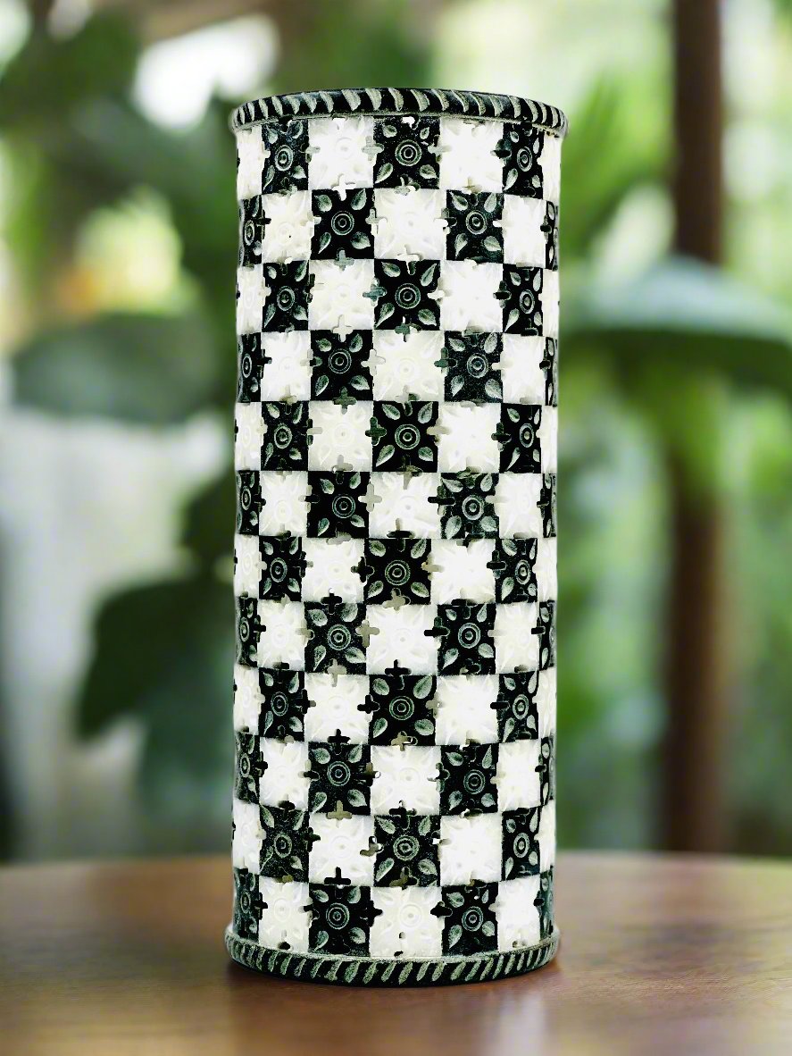 Eclipse Checker Handcrafted Holder – 10"H x 3.8"D - Tejo