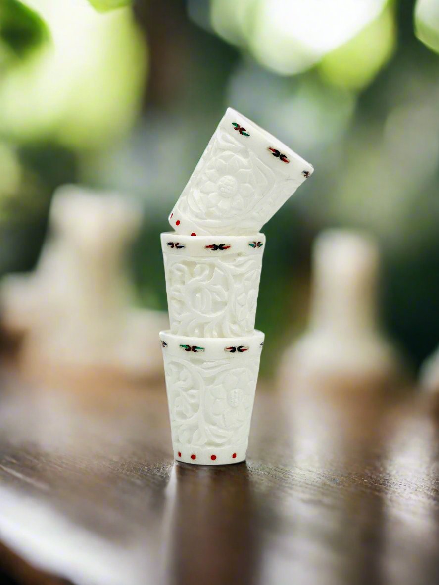 Noble Carving Hand-Carved Shot Glass - Single Piece – 2.4"H x 1.2"BD x 2"TD - Tejo