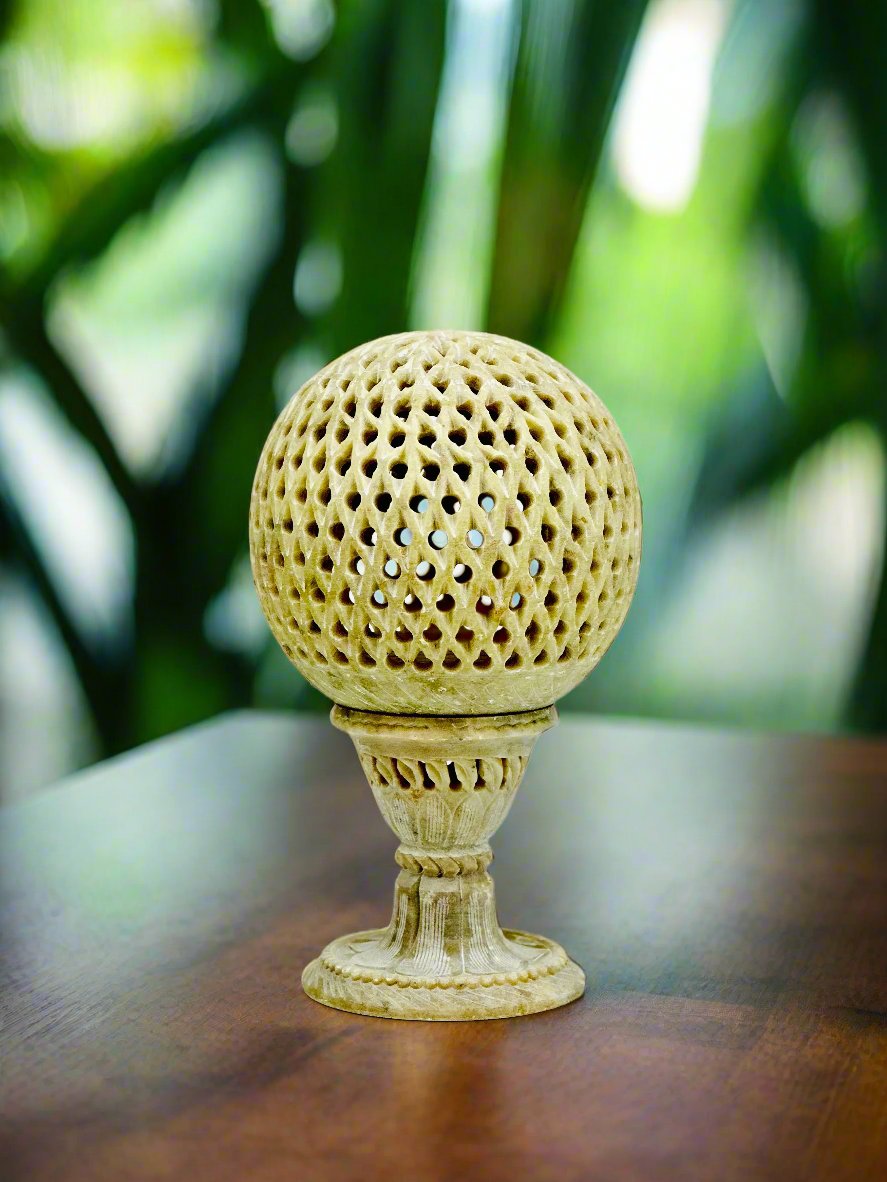 Serenity Sphere Lattice Lantern – 7"H x 2.8"BD x 1.7"CD x 4"B - Tejo