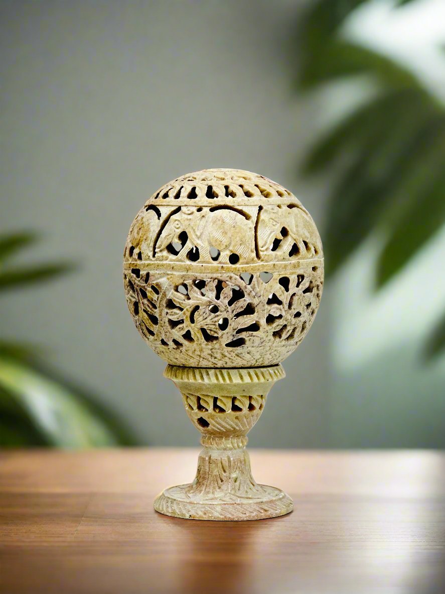 Serenity Sphere Elephant Lantern – 7"H x 2.8"BD x 1.7"CD x 4"B - Tejo