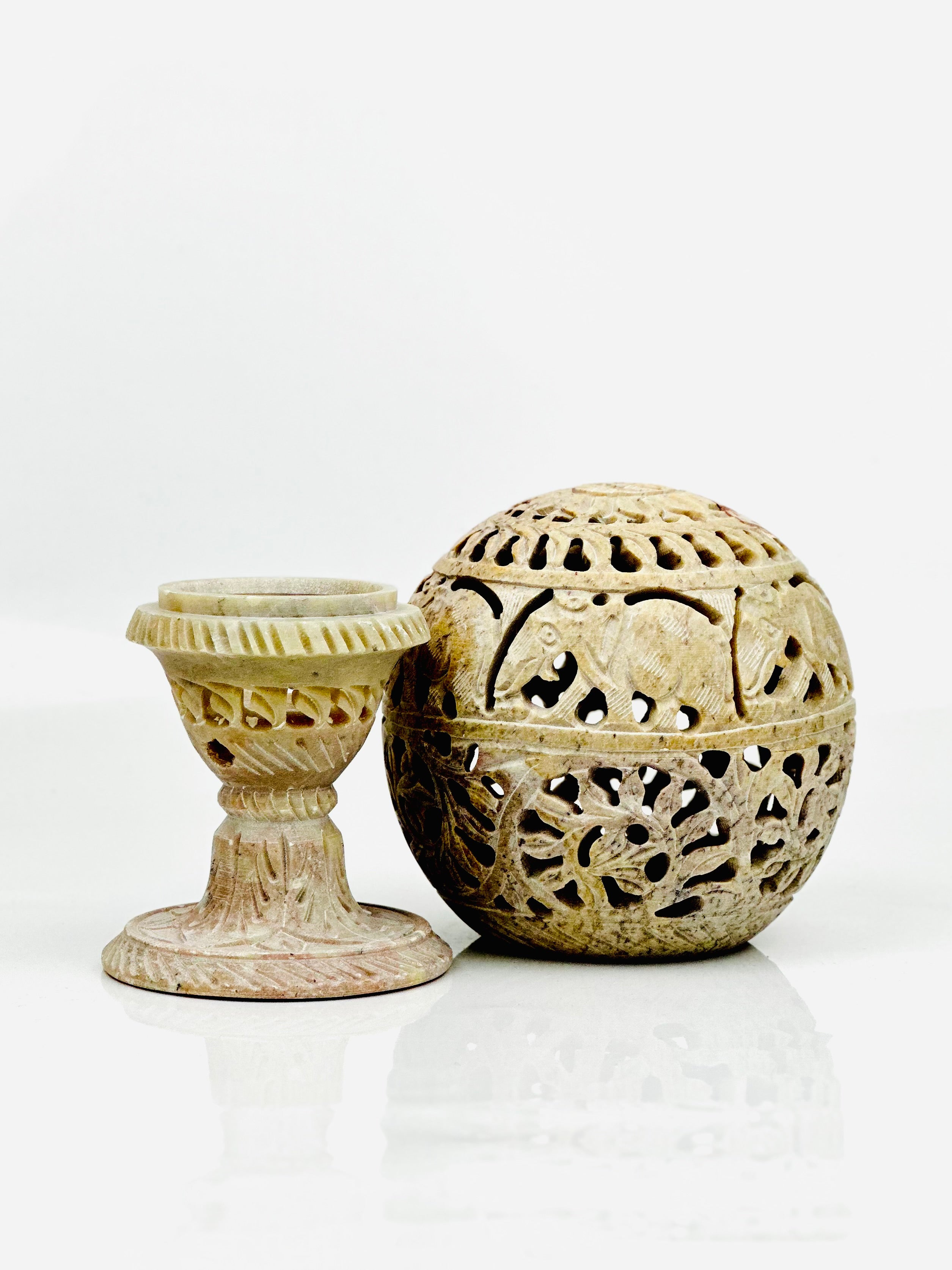 Serenity Sphere Elephant Lantern – 7"H x 2.8"BD x 1.7"CD x 4"B - Tejo