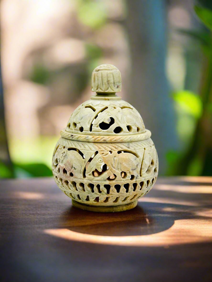 Eden Glow Elephant Tea Light Holder- 4"L x 4"B x 5.5"H - Tejo